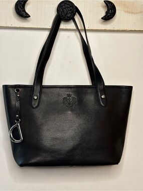 Lauren Ralph Lauren Newbury Structured Preppy Tote with Silver Charm